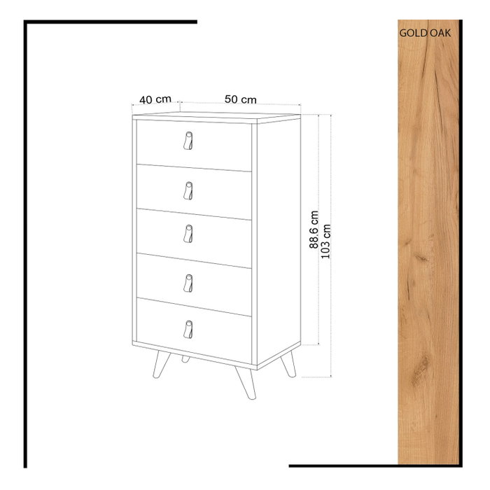 Hanah Home Frenzu Cómoda Roble y Blanco